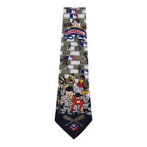 Baseball Toons Looney Toon Character Pattern White 100% Polyester Necktie